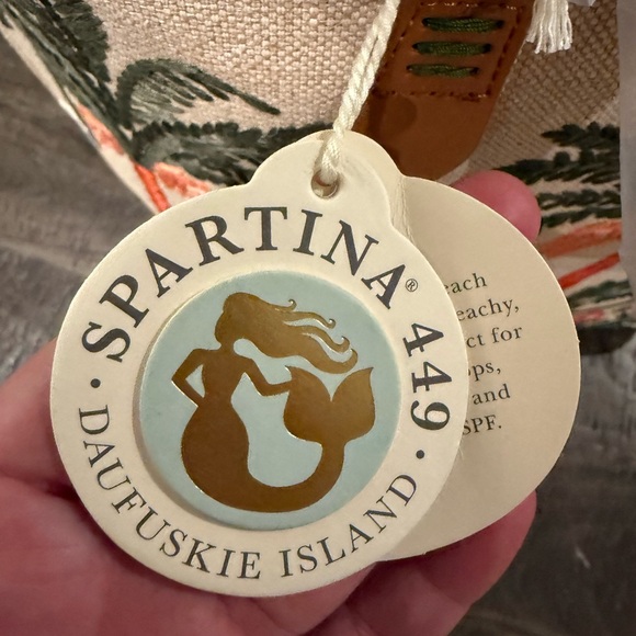 Spartina 449 Tropical Embroidered Tote - Tan and Green - Picture 4 of 5